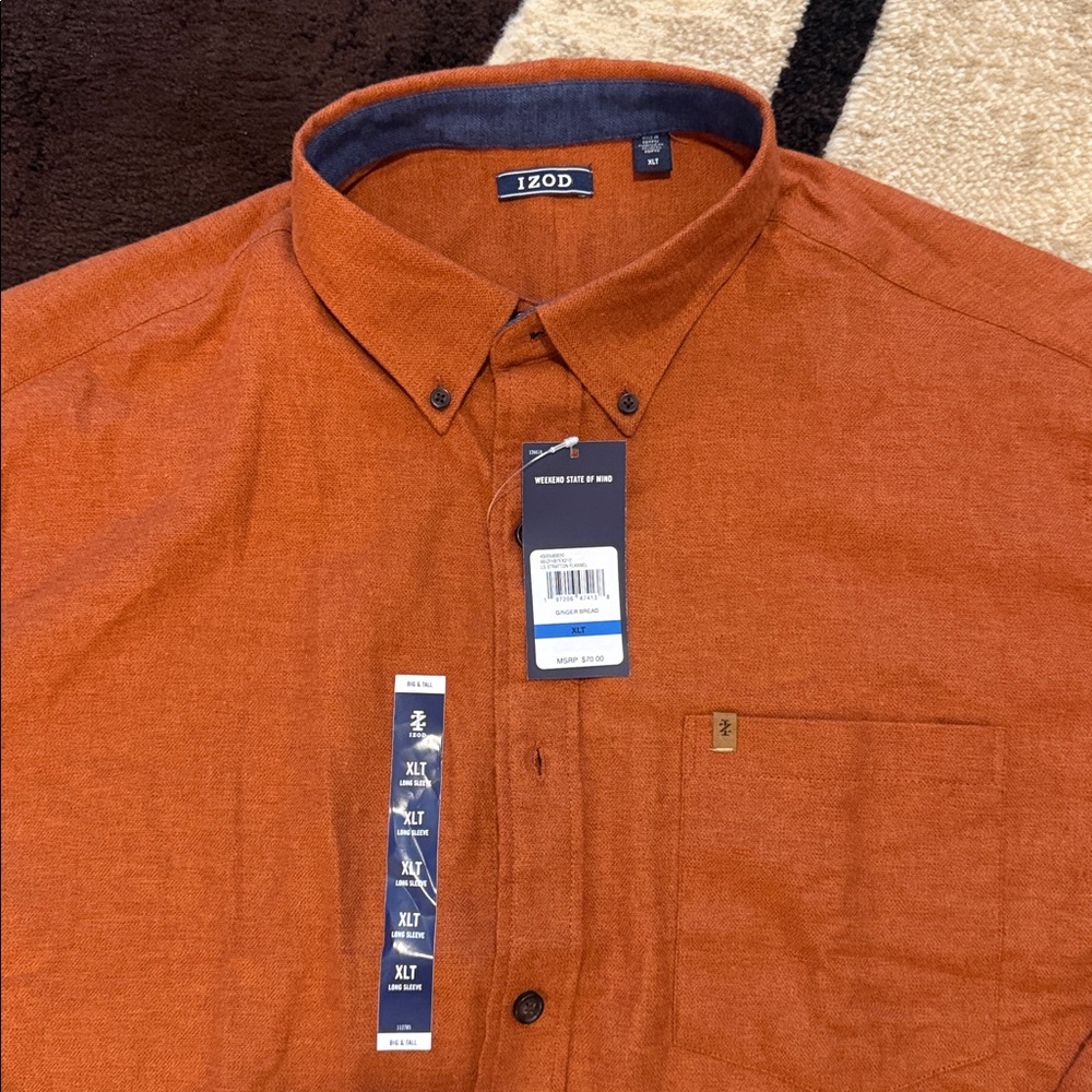 Men's Rust Button-Up Shirt - Picture 2 of 3